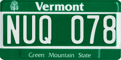 VT license plate NUQ078