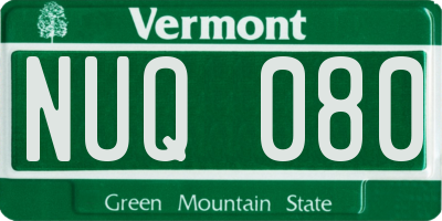 VT license plate NUQ080