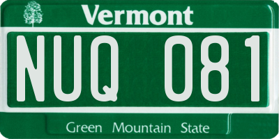 VT license plate NUQ081