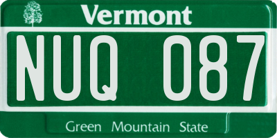 VT license plate NUQ087