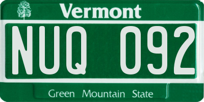 VT license plate NUQ092