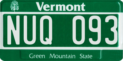 VT license plate NUQ093