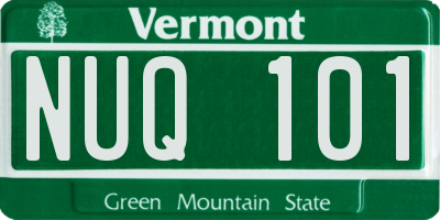 VT license plate NUQ101
