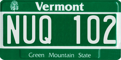 VT license plate NUQ102