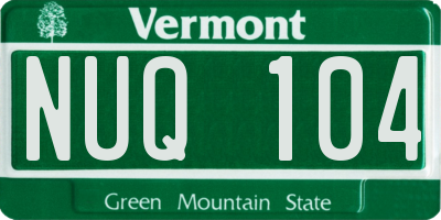 VT license plate NUQ104