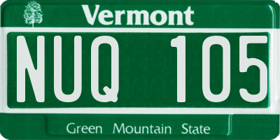 VT license plate NUQ105