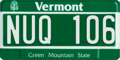 VT license plate NUQ106