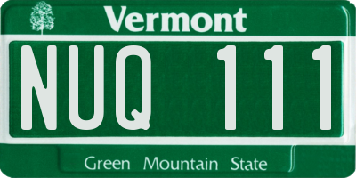 VT license plate NUQ111