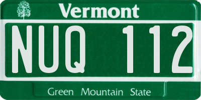 VT license plate NUQ112