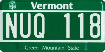 VT license plate NUQ118