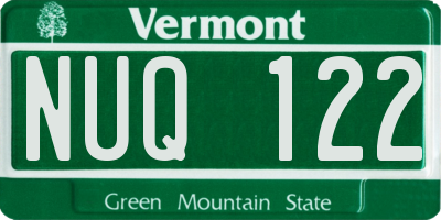 VT license plate NUQ122