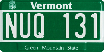 VT license plate NUQ131