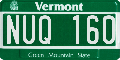 VT license plate NUQ160