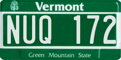 VT license plate NUQ172
