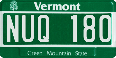 VT license plate NUQ180