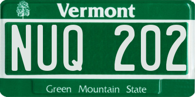 VT license plate NUQ202