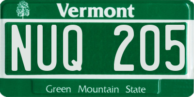 VT license plate NUQ205