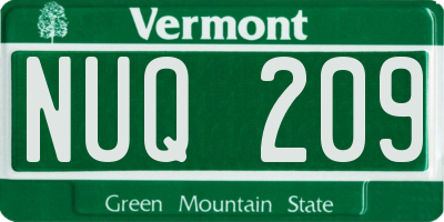 VT license plate NUQ209