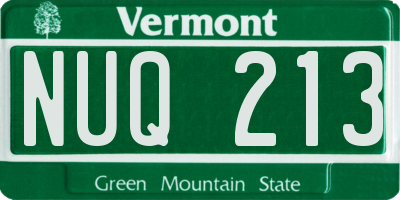VT license plate NUQ213