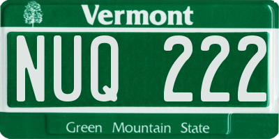 VT license plate NUQ222