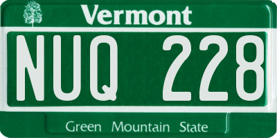 VT license plate NUQ228