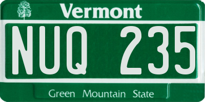 VT license plate NUQ235