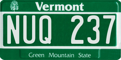 VT license plate NUQ237