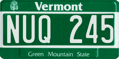 VT license plate NUQ245