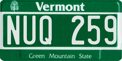 VT license plate NUQ259