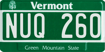 VT license plate NUQ260
