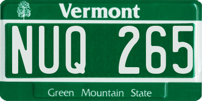 VT license plate NUQ265