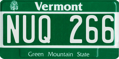 VT license plate NUQ266