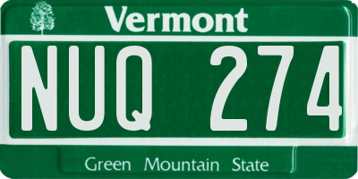 VT license plate NUQ274
