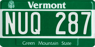 VT license plate NUQ287