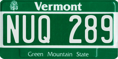 VT license plate NUQ289