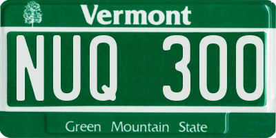 VT license plate NUQ300