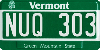 VT license plate NUQ303
