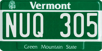 VT license plate NUQ305