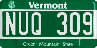 VT license plate NUQ309
