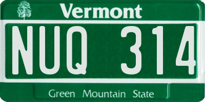 VT license plate NUQ314