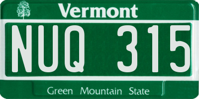 VT license plate NUQ315
