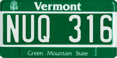 VT license plate NUQ316
