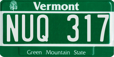 VT license plate NUQ317