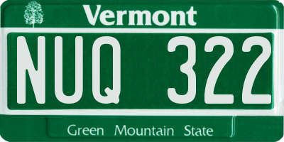 VT license plate NUQ322