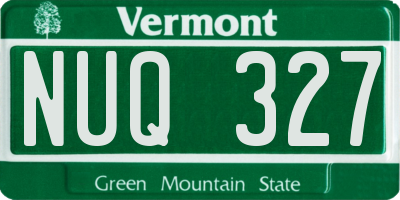VT license plate NUQ327