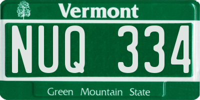 VT license plate NUQ334