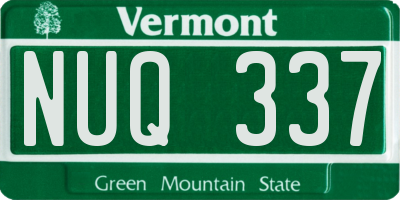VT license plate NUQ337
