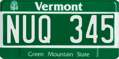 VT license plate NUQ345