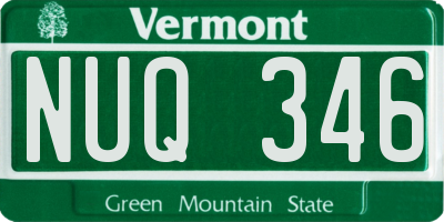VT license plate NUQ346