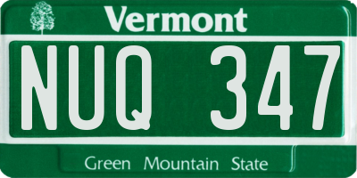 VT license plate NUQ347